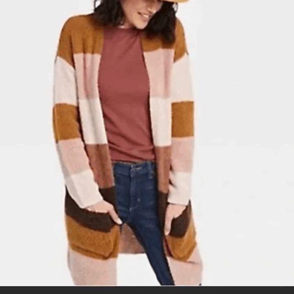 Knox Rose Striped Long Cardigan Sweater XS - Picture 1 of 5